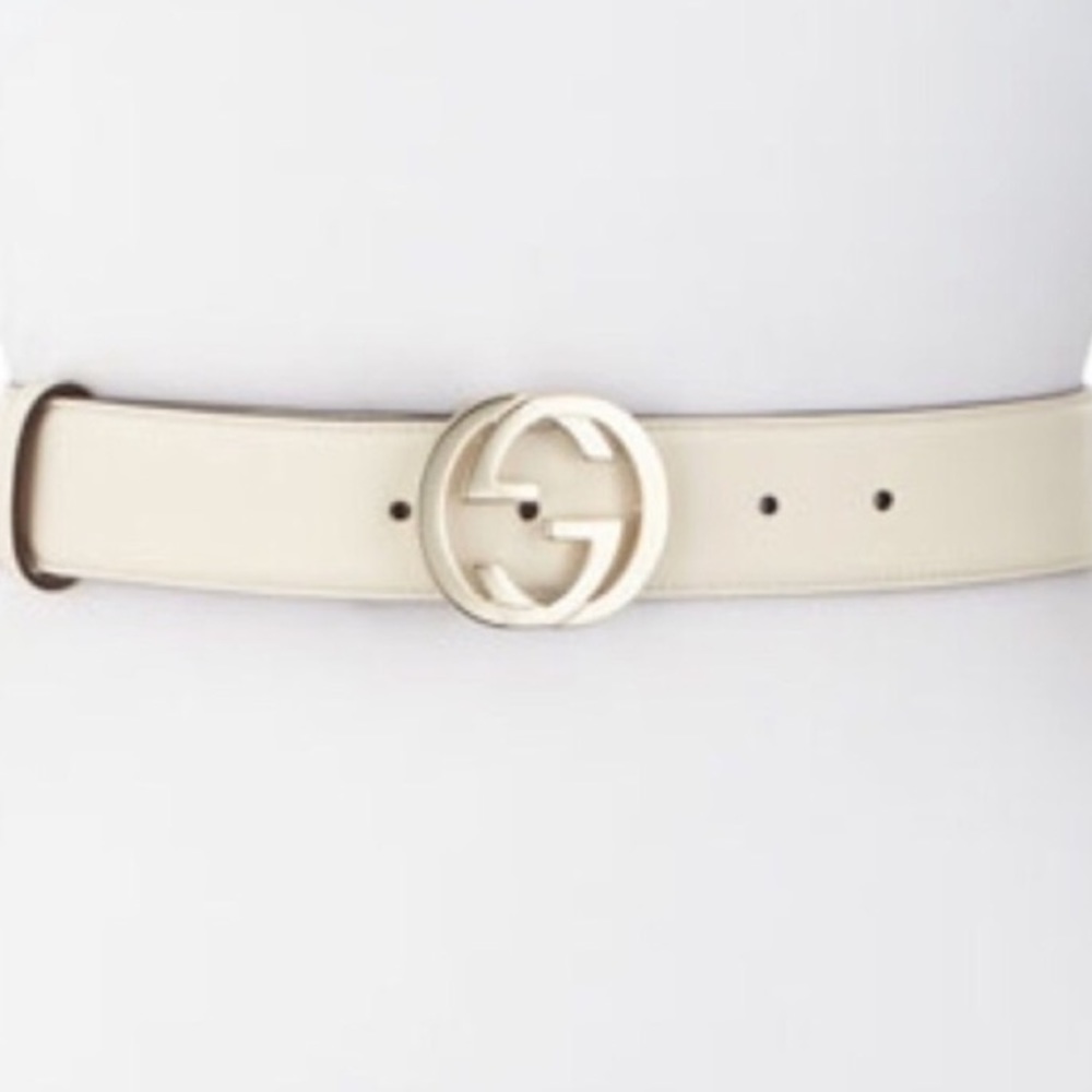 White Gucci belt